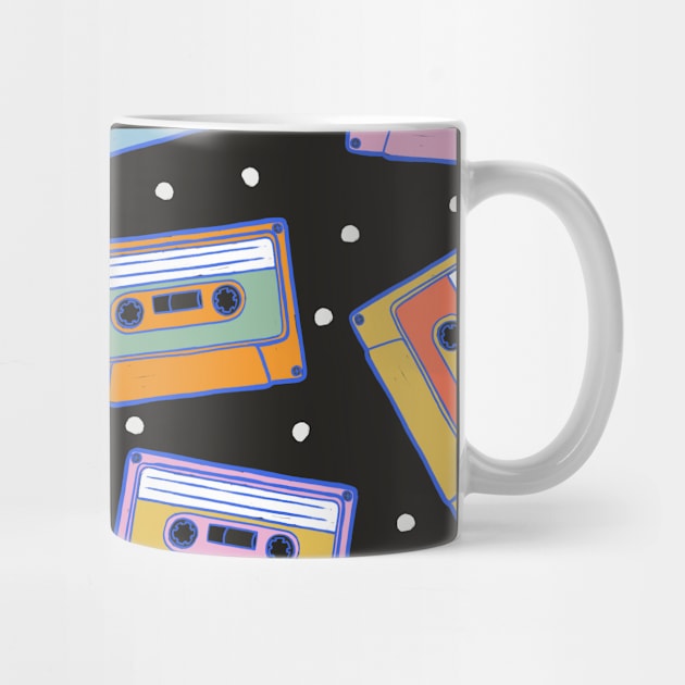 Classic 80s Cassette Tapes Pattern by cecececececelia